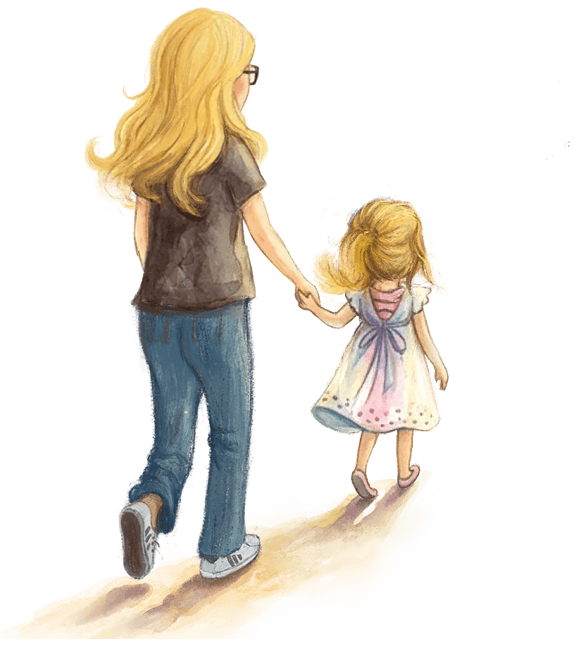 Illustration of a tía and child